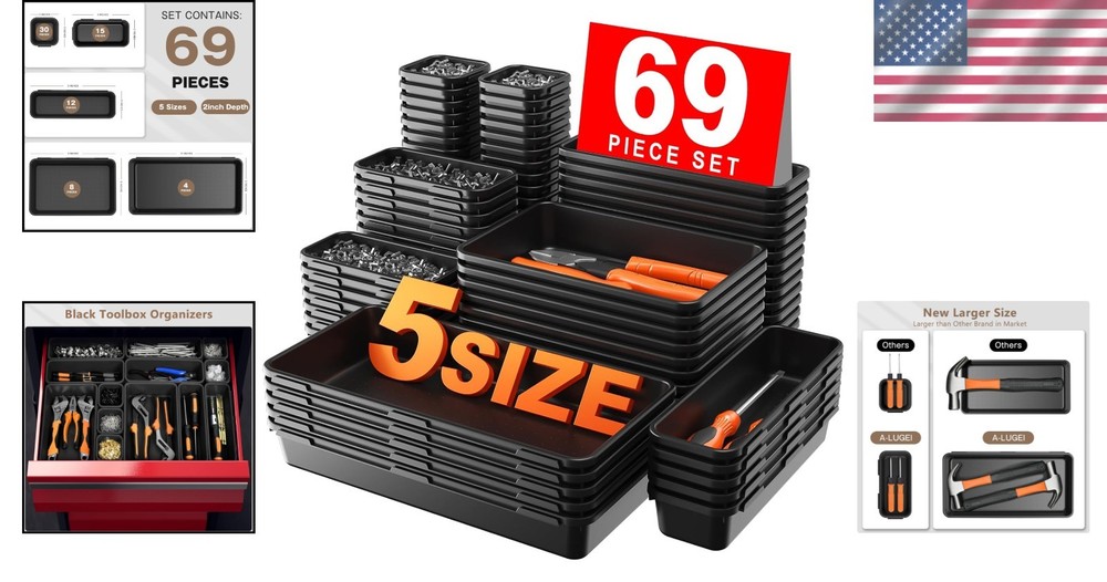 Black Desk Drawer Organizer Tray Set