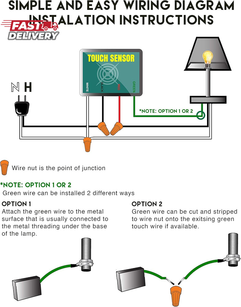 3 Way Touch Sensor Dimmer, Touch Lamp Repair Kit Control Module, Replacement Sen