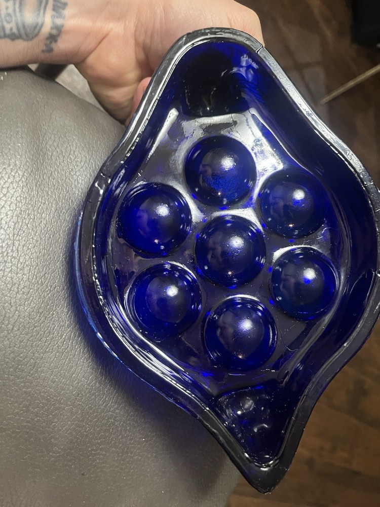 Cobalt Blue Indiana Glass Deviled Egg Chicken