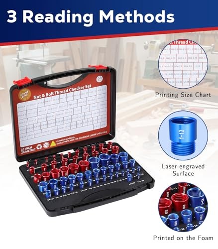 Thread Checker, 58PCS Nut and Bolt Thread Checker Set, 32 Standard and 26