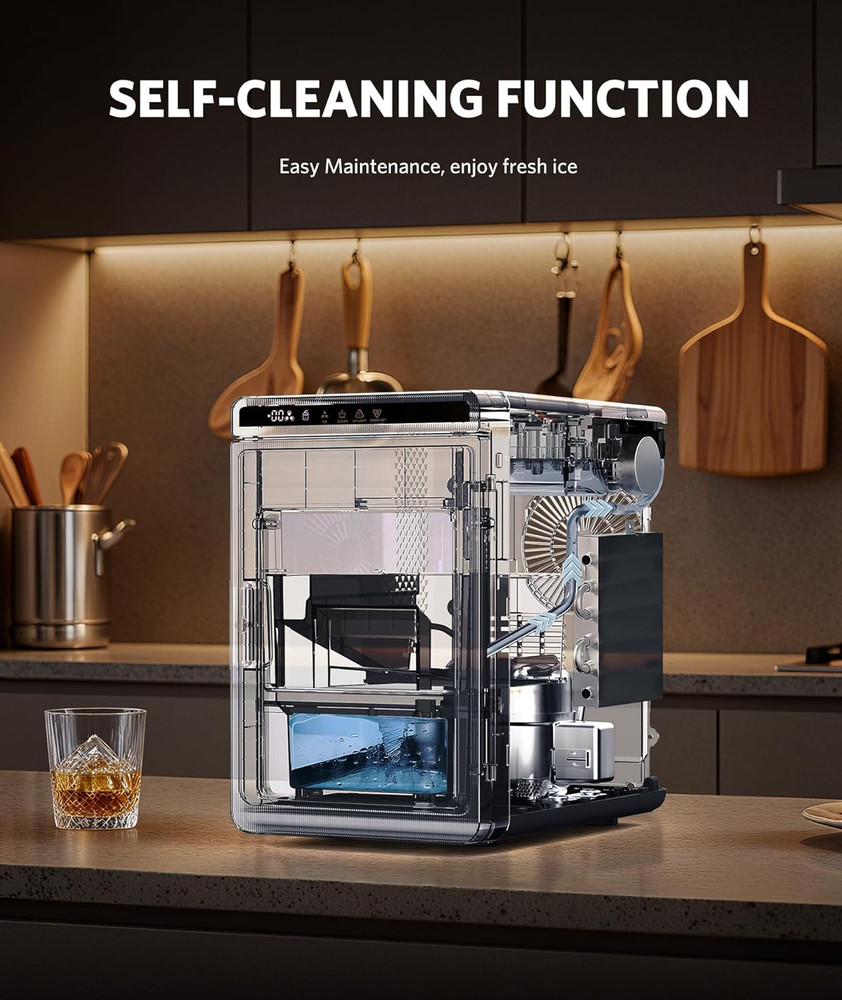 Clear Ice Cube Maker with Crystalflux Technology, 3 Crystal Ice Cube in 20Mins,