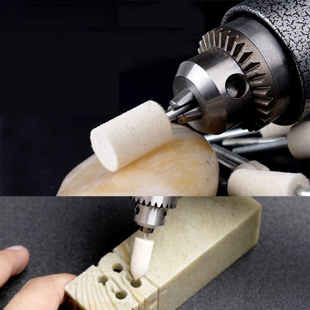 4mm Wool Felt Mounted Points Conical Polishing Bits Burrs Buffing Wheels Grin...