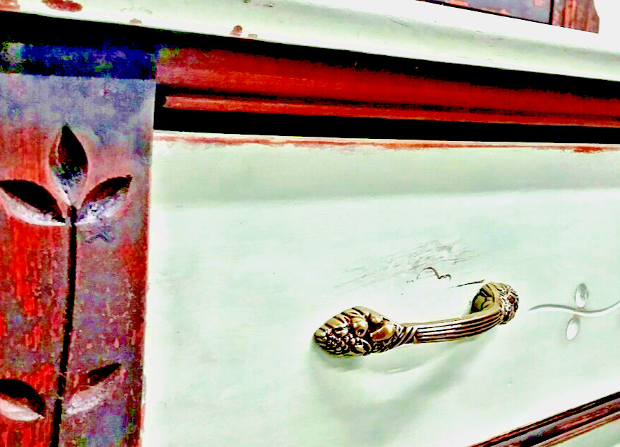 4 Vintage Solid Brass Cabinet Drawer Handles Pulls Fruit Bundle 3" Hole To Hole