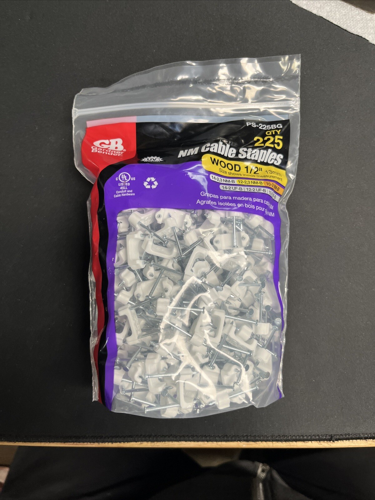 Gardner Bender PS-225BG White NM Plastic Cable Staple 1/2 in. Qty 225