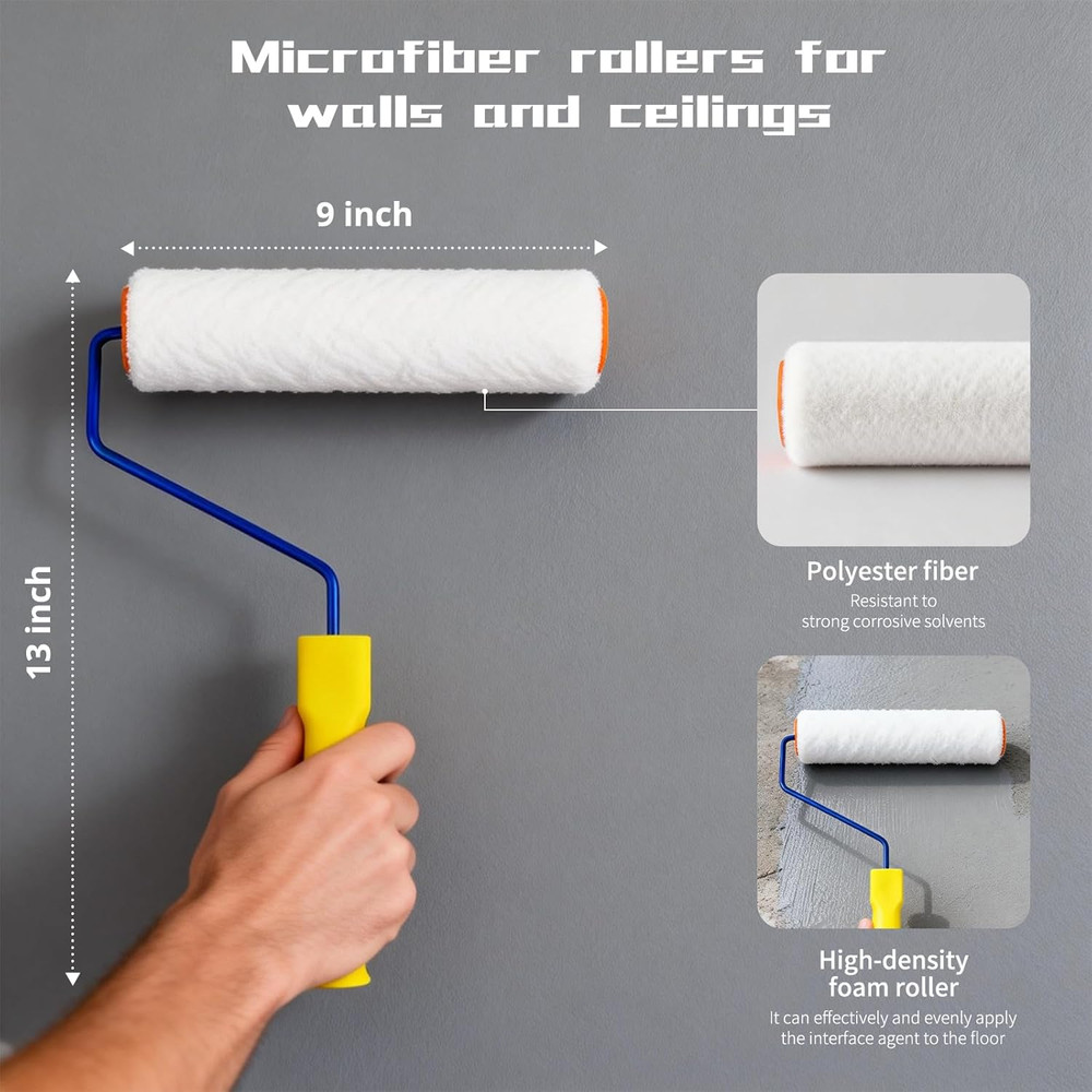 Self Leveling Roller Set, 20 Inch Spiked Roller with Telescopic Handle, Cement T