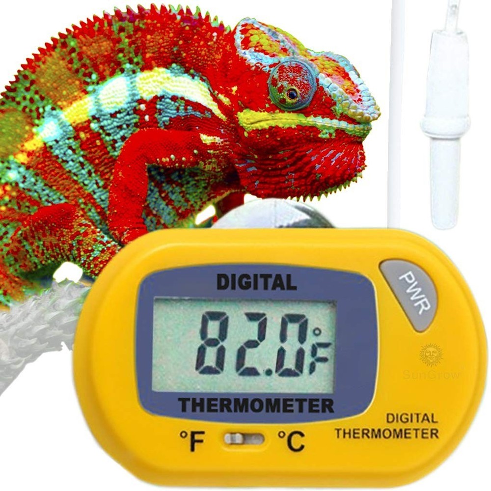 Digital LCD Reptile Thermometer - Waterproof Sensor Probe, Accurate & Stylish