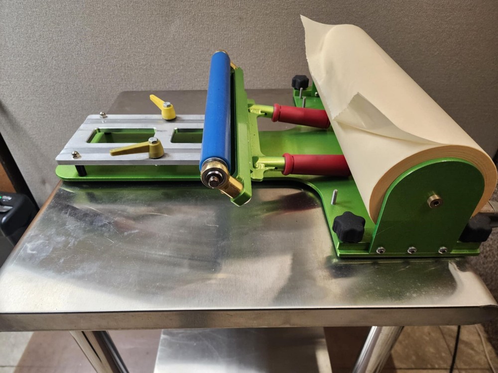 Screen Print Pallet Paper Changing System (M&R) w/ Tape Roller & Stainless Table