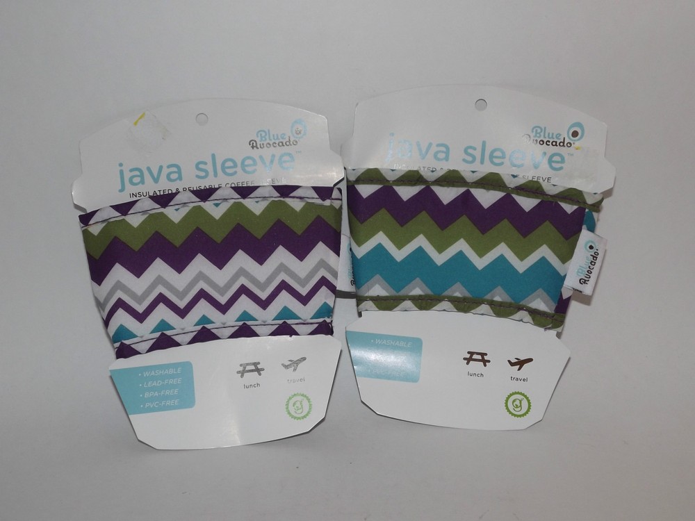 2 Blue Avocado Java Sleeve Reusable Insulated Coffee Sleeve Wrap Holder (R)
