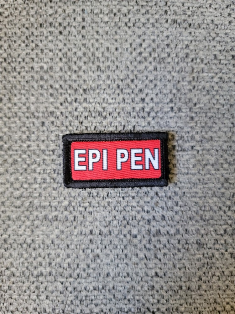 EPI PEN Red White First Aid Kit Bag 1x2 IFAK Patch w/ hook and loop backing
