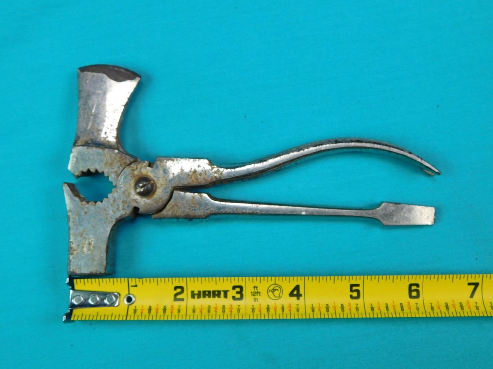 VINTAGE GERMAN GERMANY HAMMER AXE PLIERS SCREWDRIVER NAIL PULLER MULTI TOOL