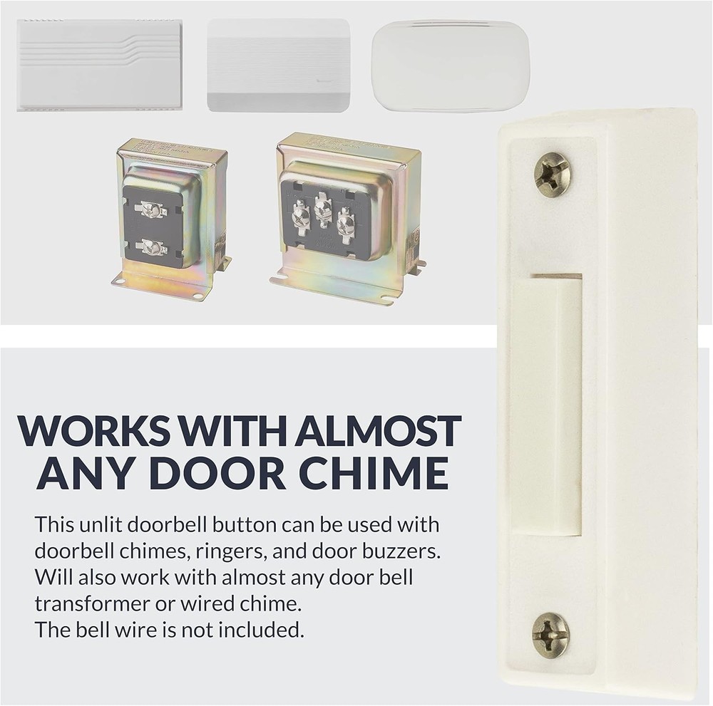 Unlighted Doorbell Button, 1-Pack, White