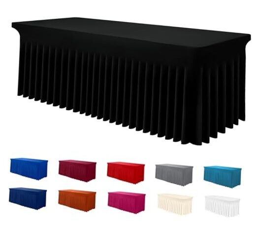 Spandex Tablecloth, Elastic Fitted Stretch 72" x 30" (Rectangular) Black