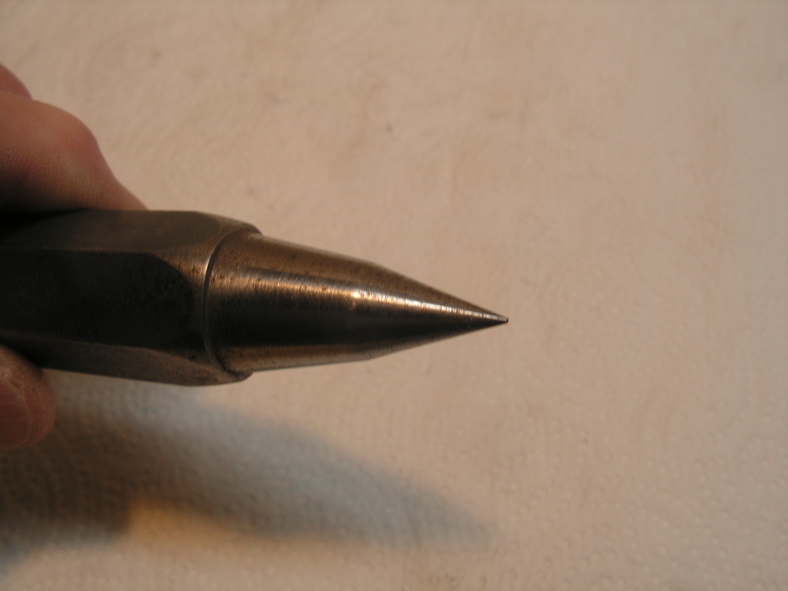 Vintage 12oz Plumb Bob With Nylon Cord 12'+ Hex Body, Nice Sharp Point