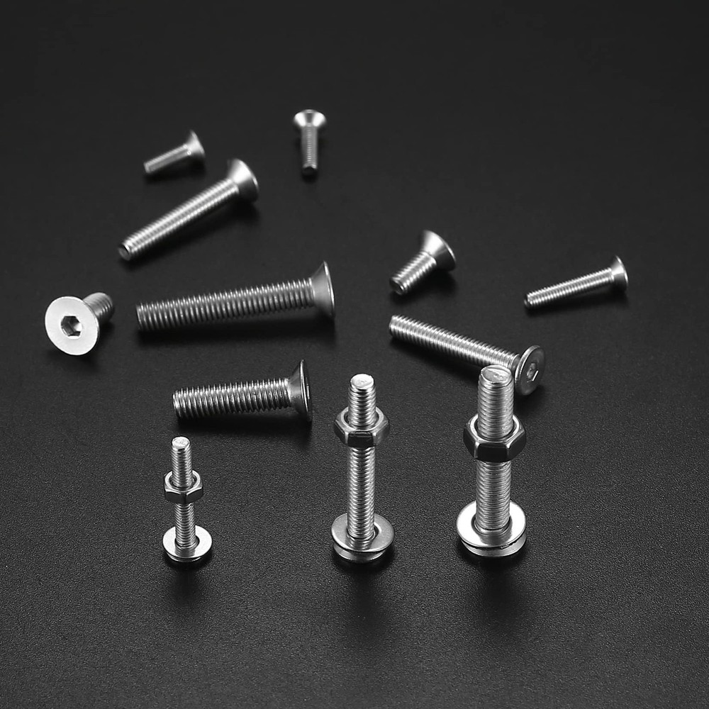330 Pcs Countersunk Head Hexagon Socket Screws Bolts and One Size, Silver
