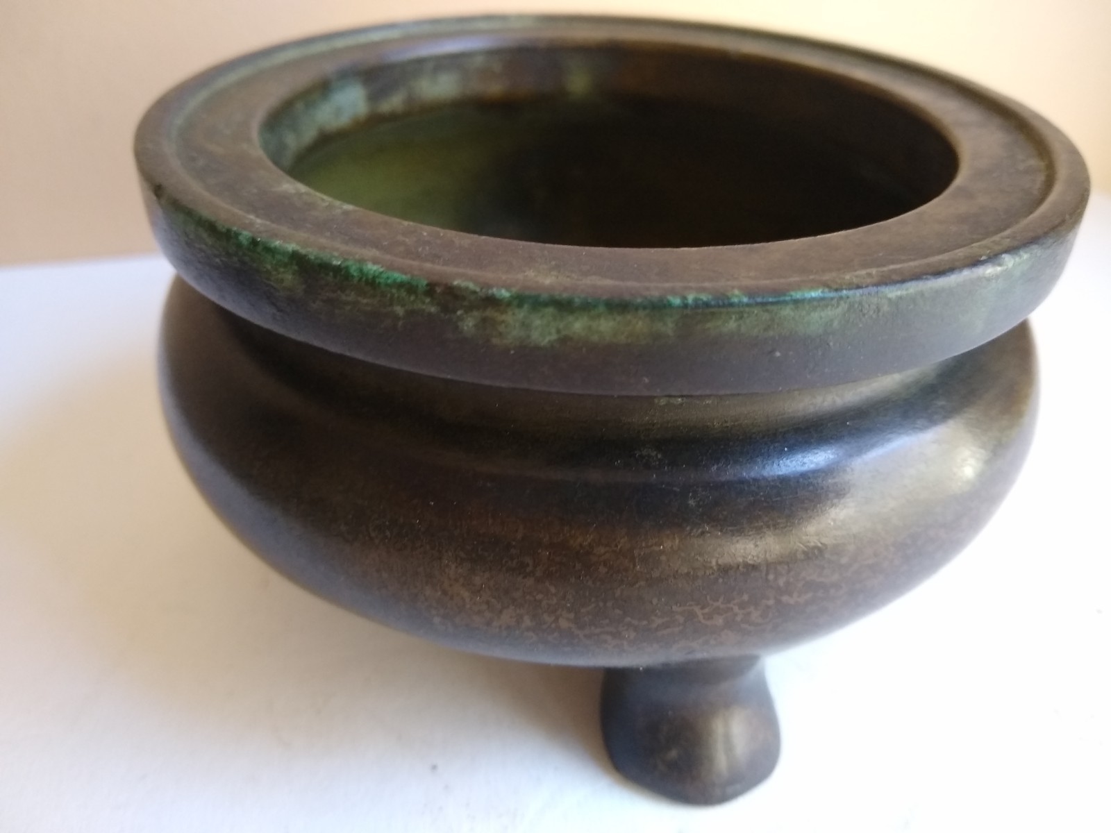 Antique Chinese QING Dynasty Bronze Censer marked ZHENWAN. 17th-18th Century.