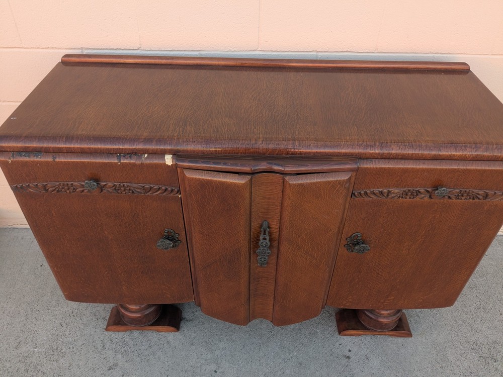 Vintage Modern Regency Wood Console Media Entryway Sofa Sideboard Table