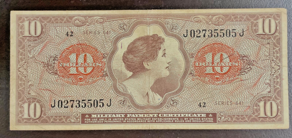 US MILITARY PAYMENT CERTIFICATE Series 641 $10