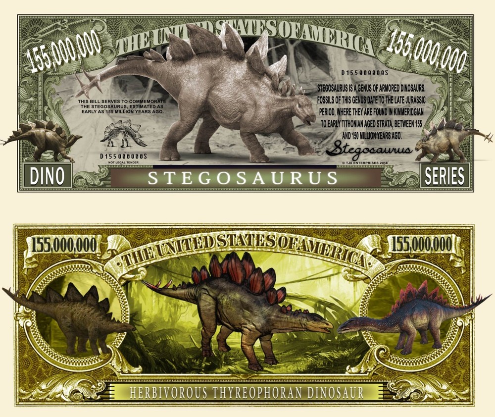 OUR STEGOSAURUS DINOSAUR DOLLAR BILL