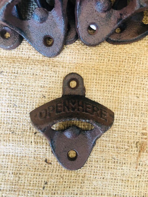 100 Rustic Cast Iron OPEN HERE Wall Mounted Beer Bottle Openers Bar Work Kitchen