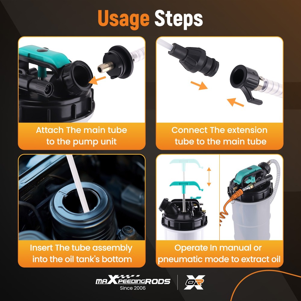 Garage Fluid Extractor 9.5L Manual Pneumatic Tool with Leak Proof Construction