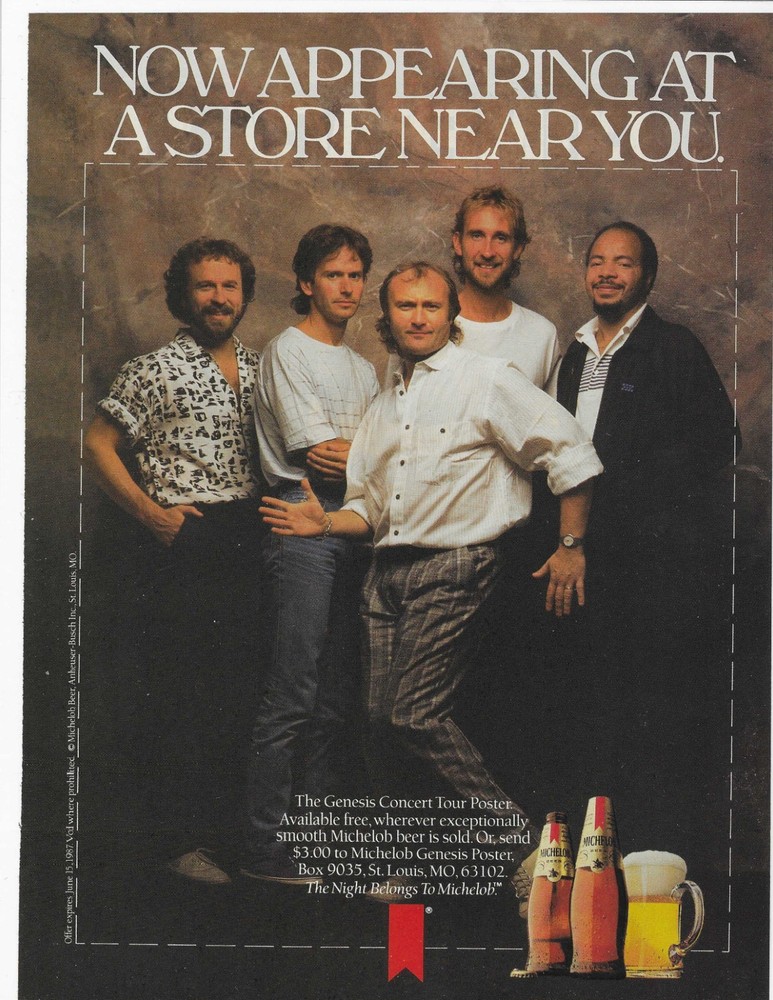 PHIL COLLINS  GENESIS  MICHELOB ORIGINAL PRINT AD