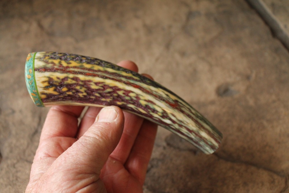 Elk antler knife handle ~ stabilized box elder burl ~ Flintknapping supply tool