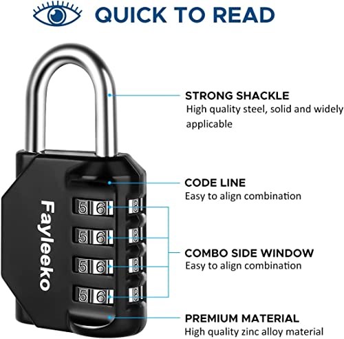 4 Digit Combination Padlock for School, Gym, Toolbox, Cabinet Storage (1 Pack
