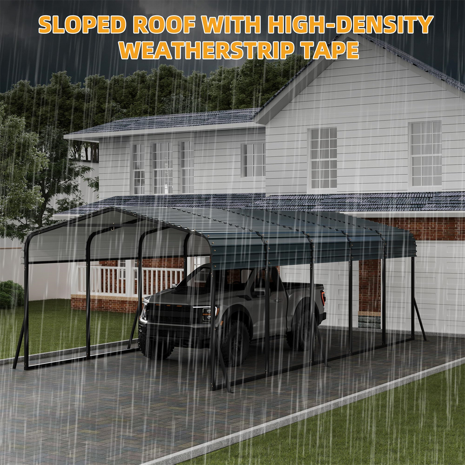 12FTx24FT Metal Carport Kit with Galvanized Steel Roof for Car Tractor