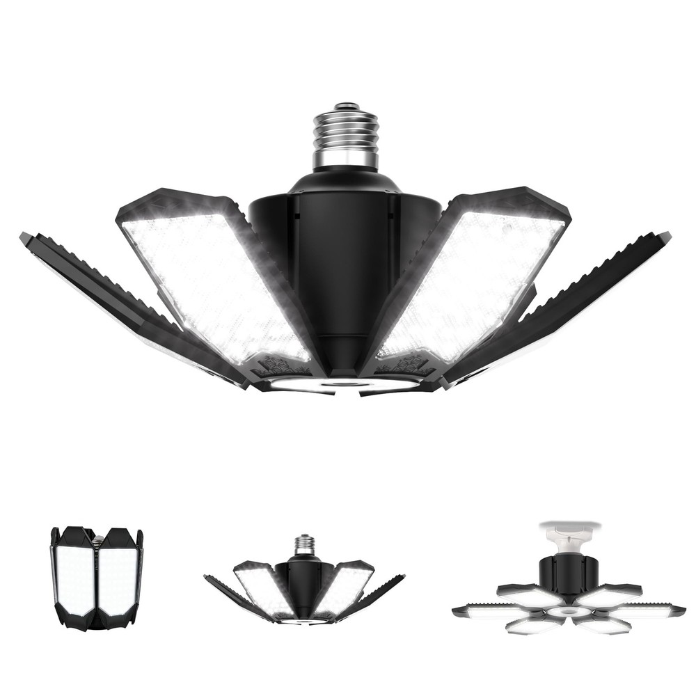 150W LED Garage Lights, 15000LM, 6 Deformable Panels, E26/E27 for Workshop