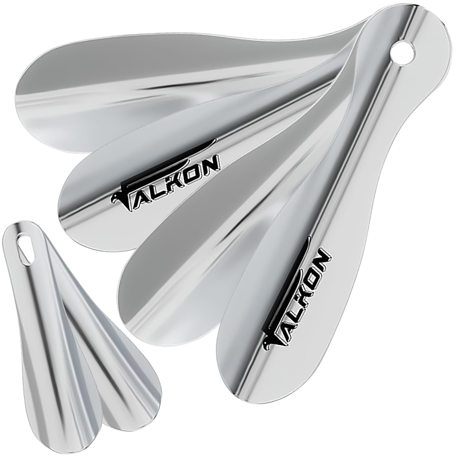 FALKON Set of 6 Metal 7.5” Shoe Horns – for 7.5" and 4", Silver