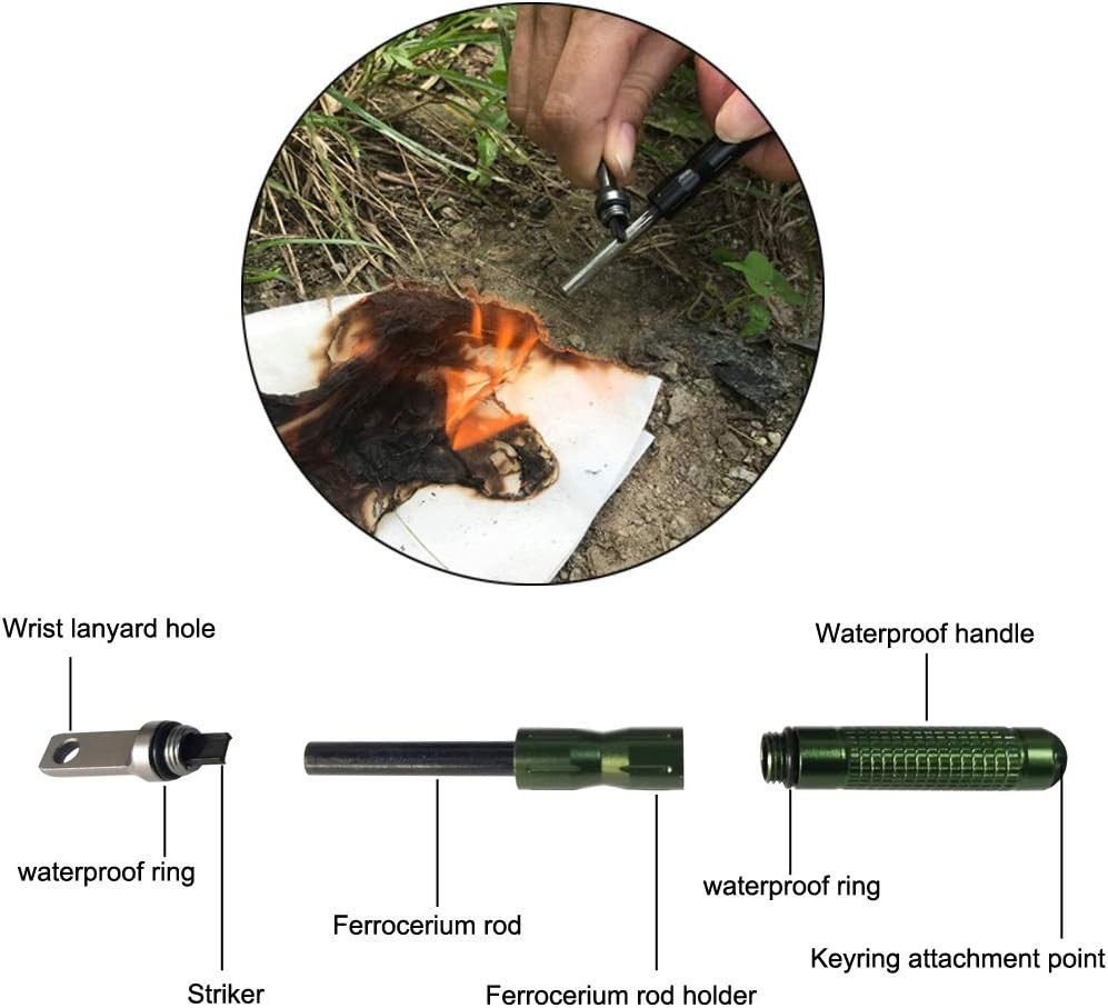 3PCS Ferro Rods - Compact Fire Starter Sticks with Scraper Striker Fire Steel St