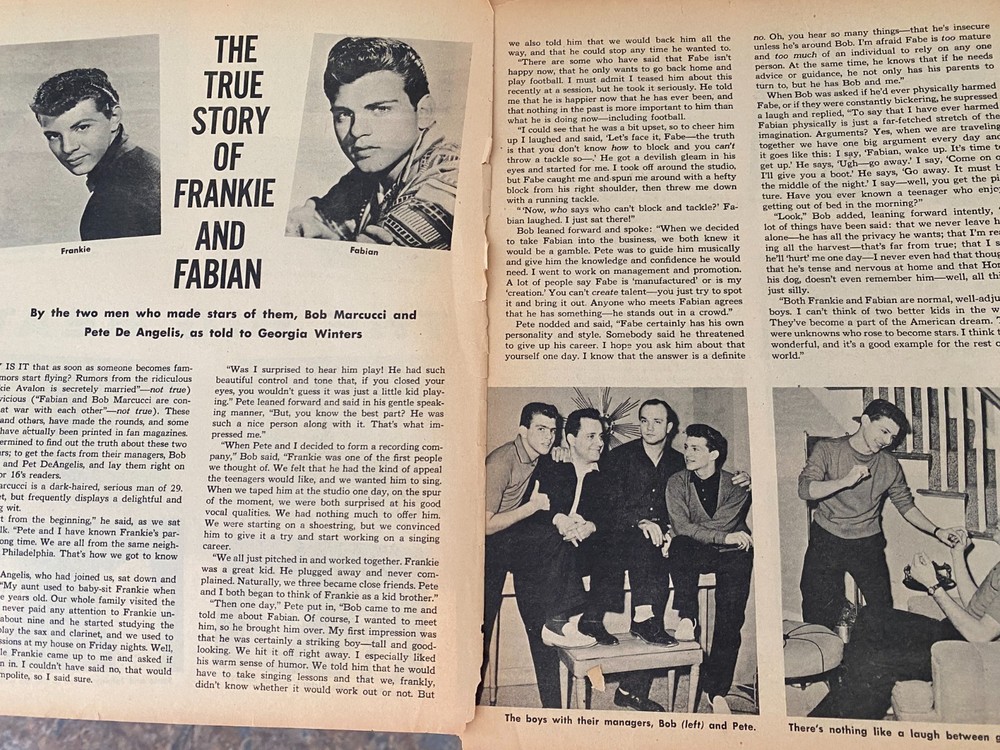 Frankie Avalon, Fabian, Three Page Vintage Clipping