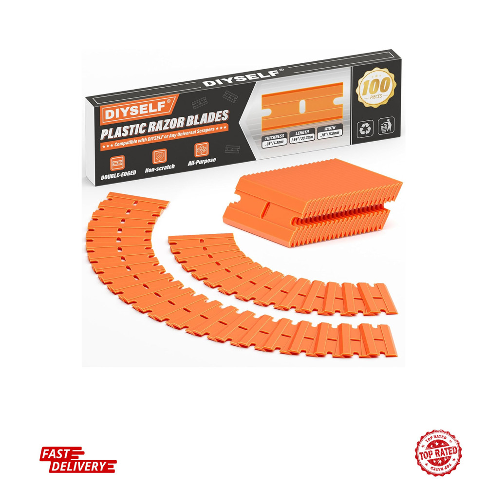 100 Pack Plastic Razor Blades Refill for Plastic Scraper Safe Cleaning Blades