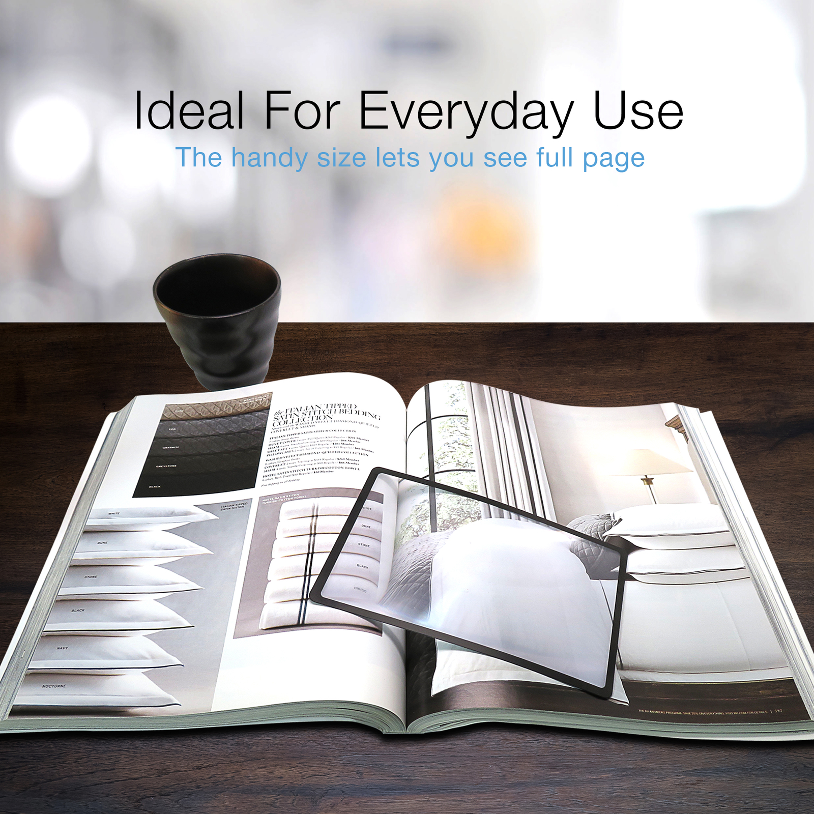 3X (300%) Page Magnifying Lens With 3 Bonus Bookmark Magnifiers for Reading