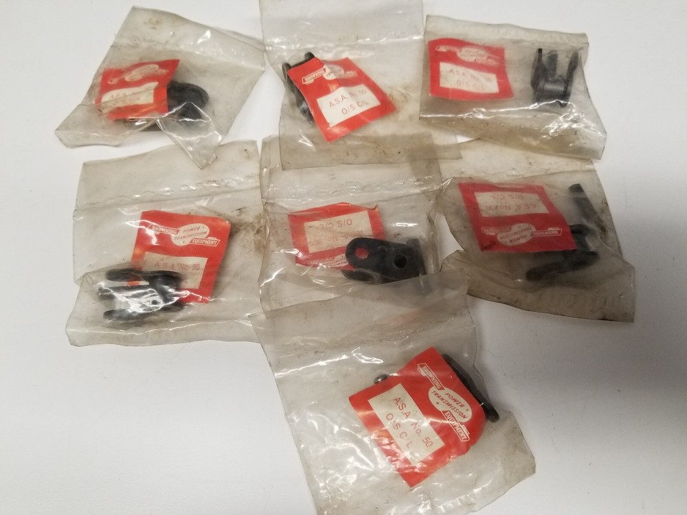 Lot (7) New Browning 50 Roller Chain Offset Connecting Links, Cotter Pin Type