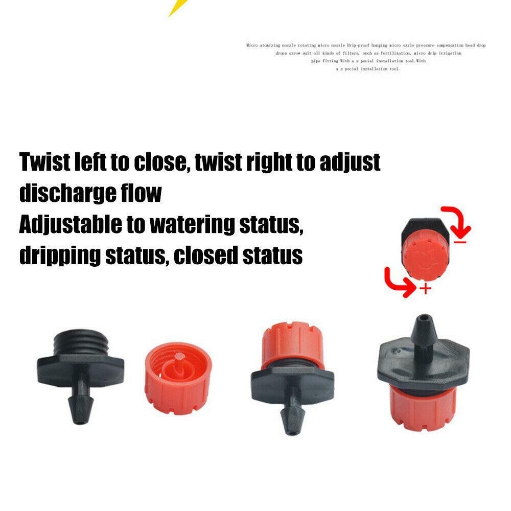 100Pcs Adjustable Garden Irrigation Mist Micro Flow Dripper Water Drip Head Hose