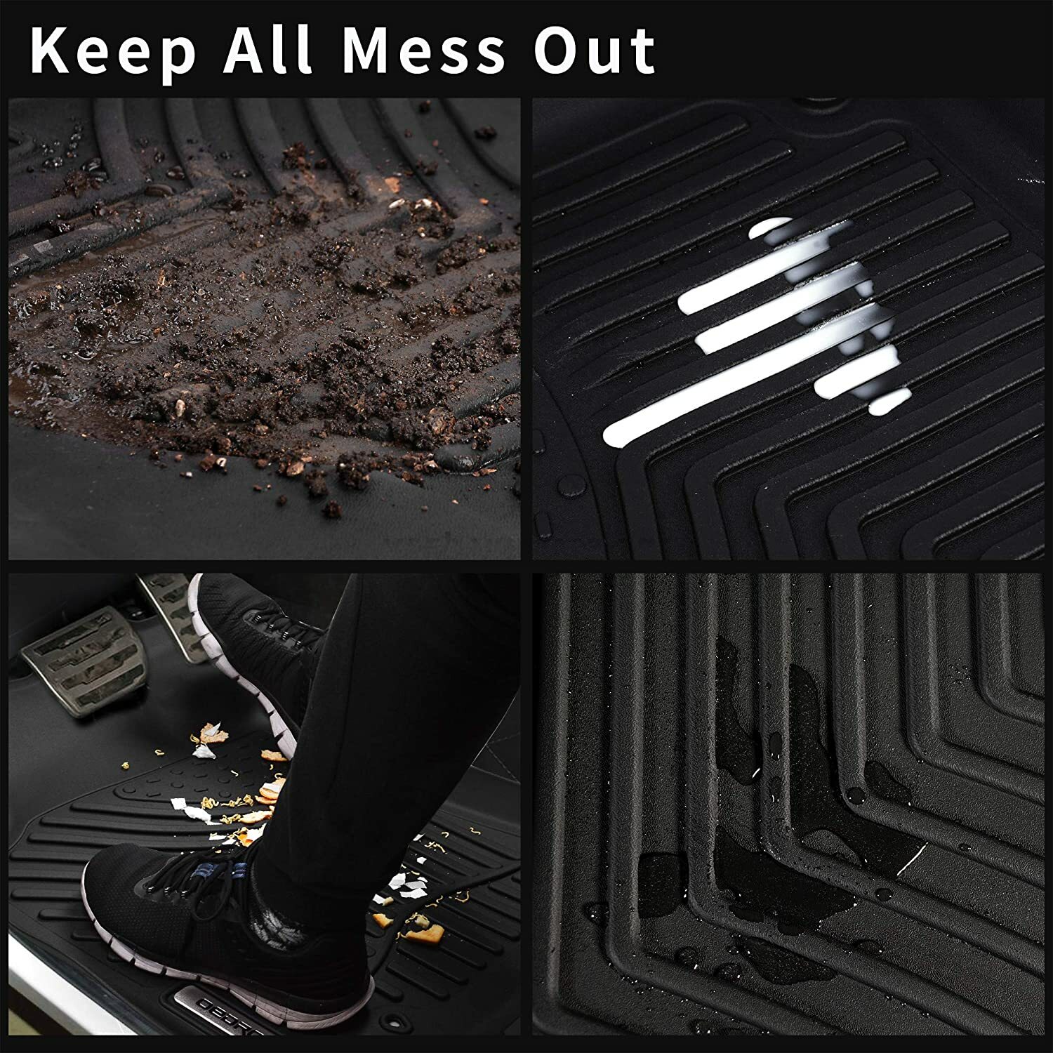 OEDRO Floor Mats for 2019-2024 Dodge Ram 1500 Crew Cab All Weather TPE Liners