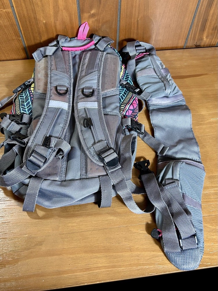Coleman Hydration Backpack Multi Pocket Adjustable Straps Aqua And Gray
