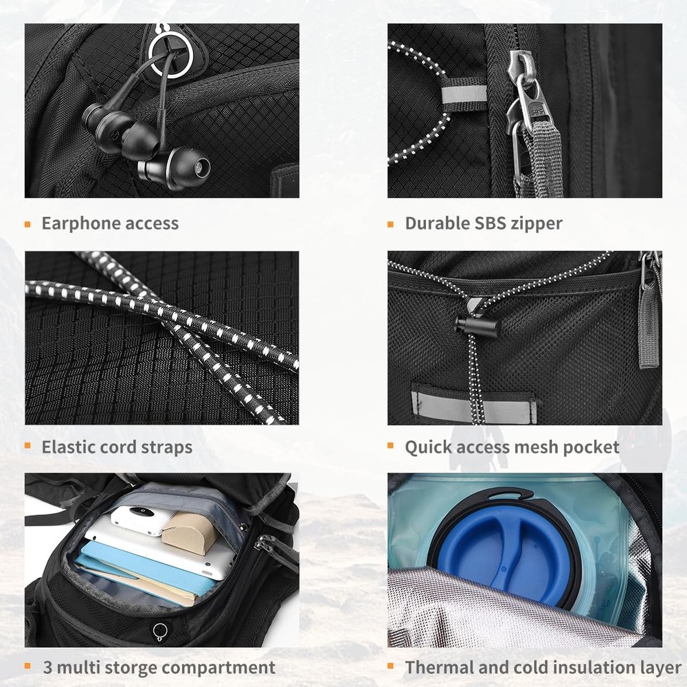 Hydration Backpack, Hiking Backpack with 3L Water Bladder, Lightweight Insula...