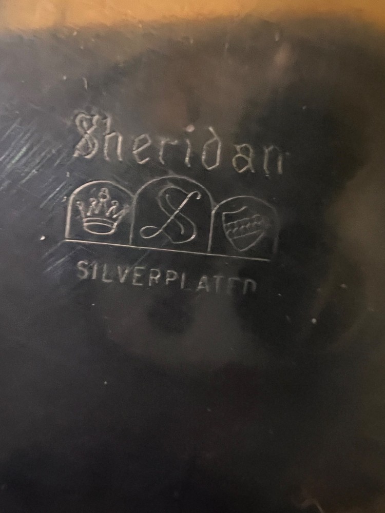 Vintage Sheridan Silver Plate Round Serving Tray