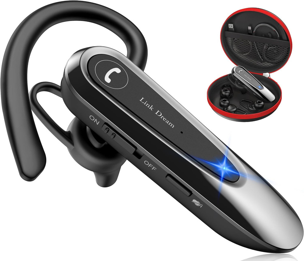 Bluetooth Earpiece Wireless CVC8.0 Headset for Cell Phone Dual Mic Noise Canceli