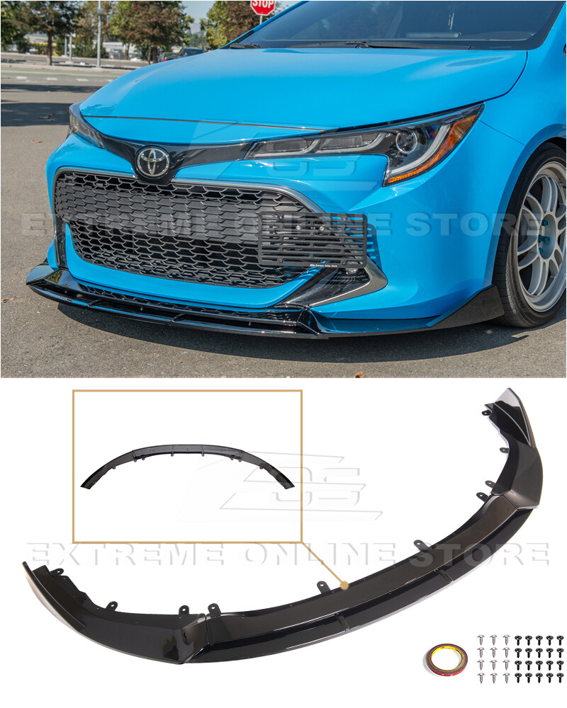 For 19-Up Corolla Hatchback | Track Style GLOSS BLACK Front Bumper Lip Splitter
