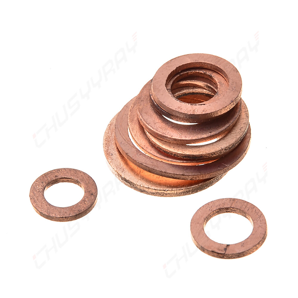 200Pcs/Kit Solid Copper Crush Washers Gasket Set Flat O-Ring Seal Assortment