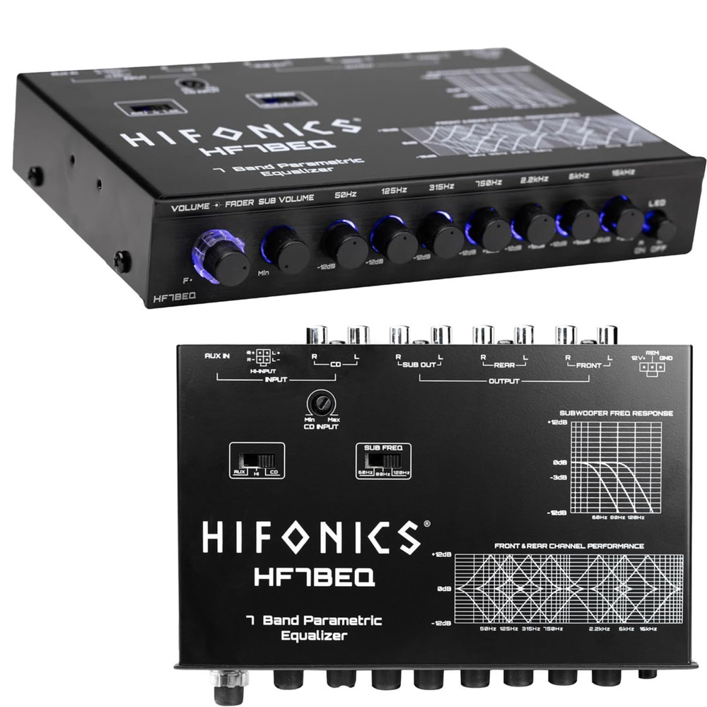 Hifonics 7-Band / 9-Volt Car Audio 1/2 DIN LINE-DRIVER MULTIPLE SOURCE PROCESSOR