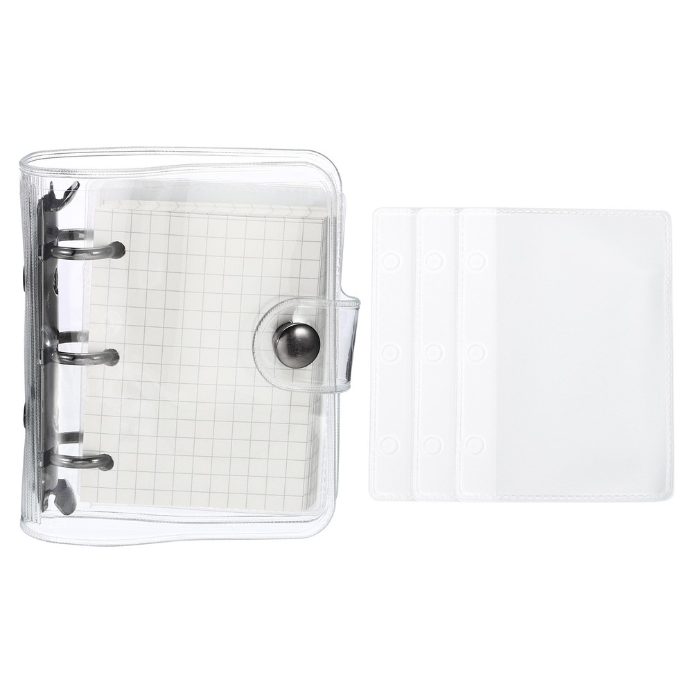 Clear 3 Ring Binder Cover, PVC Notebook Binder Refillable Loose Leaf, Black