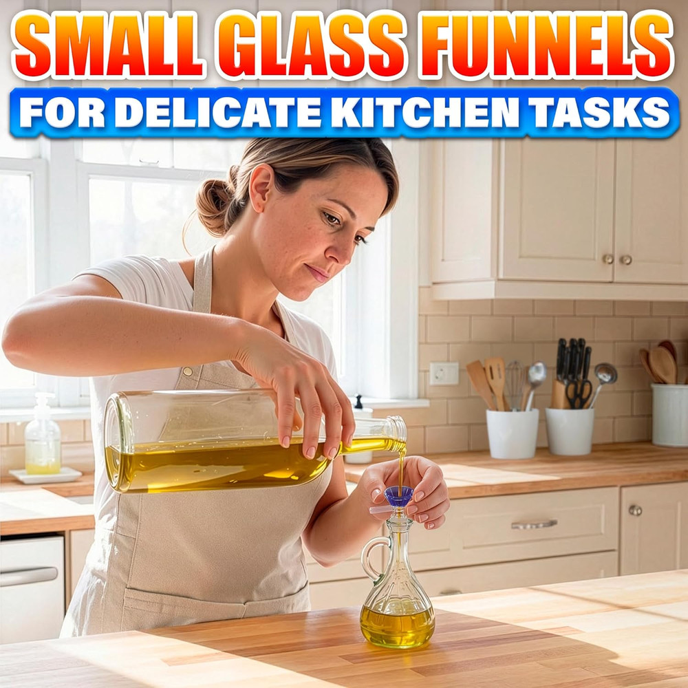 12-Pack 14Mm Glass Funnel with Handle – Ergonomic Handle for Kitchen & DIY Use,