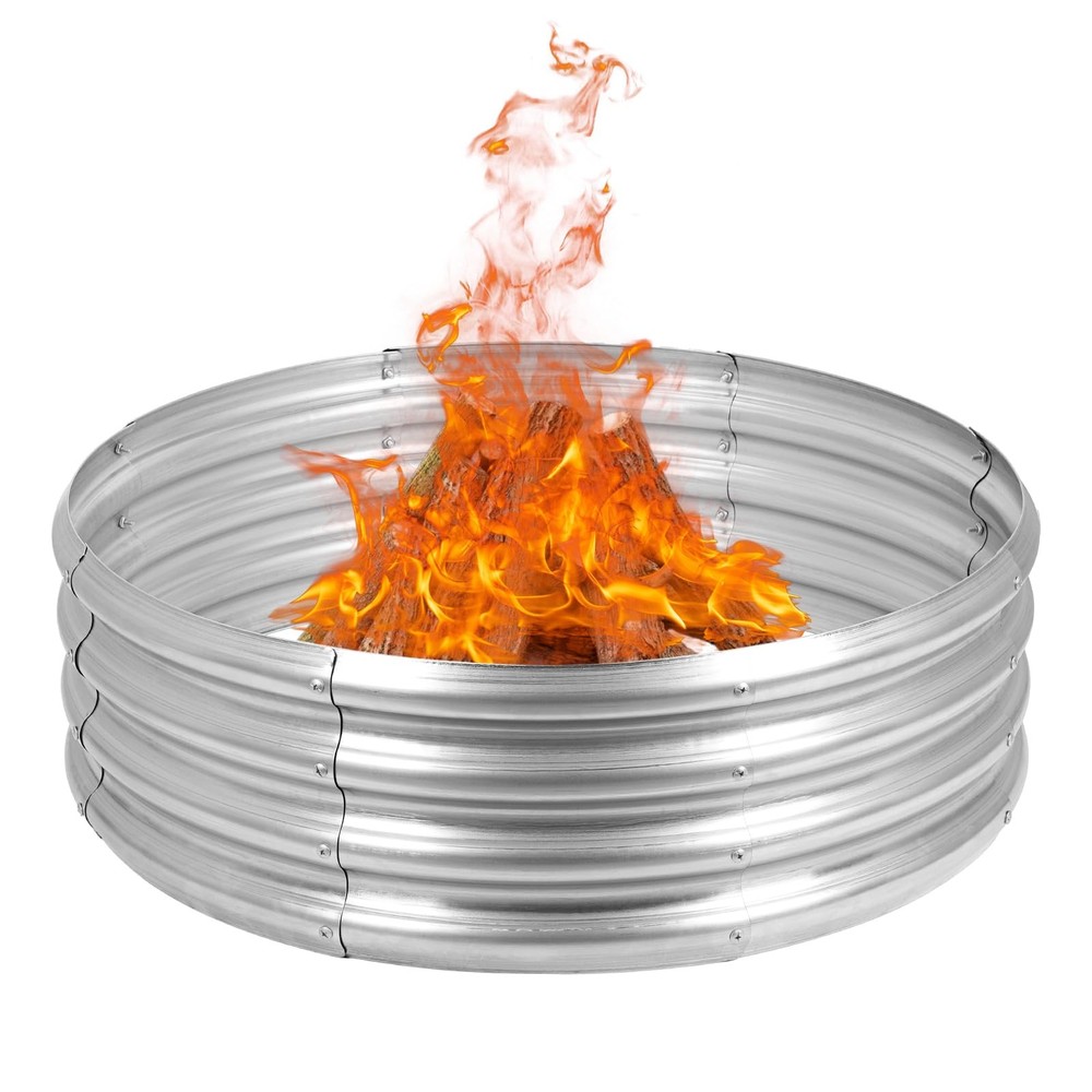OUSHENG Galvanized Fire Pit Ring 36 inches diameter, 12 height, Gray