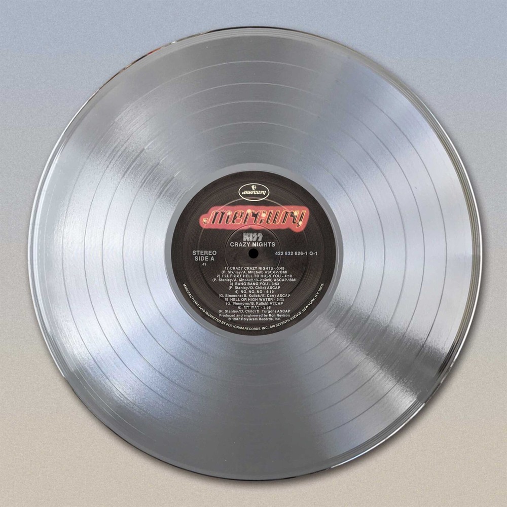 KISS "Crazy Nights" Gold LP Record wall art