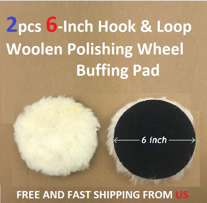 2pcs 6" Hook & Loop Woolen Polishing Wheel Buffing Pad