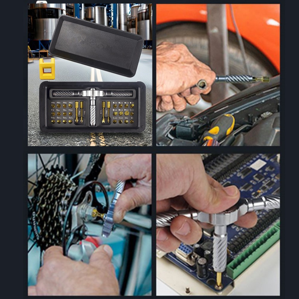 30 in 1 T-Type Multi-Purpose Ratchet Screwdriver Bits Set DIY Toolbox